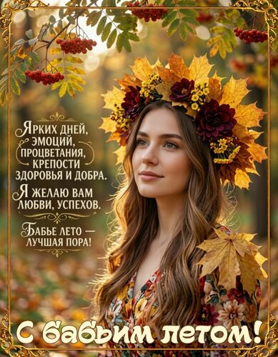 Открытка с бабьим летом