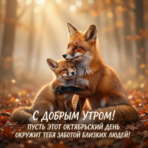 Открытка С добрым утром! Пусть этот октябрьский день окружит тебя заботой близких людей!