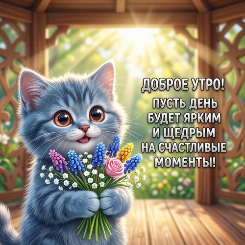 Открытка Доброе утро! Пусть день будет ярким и щедрым на счастливые моменты!