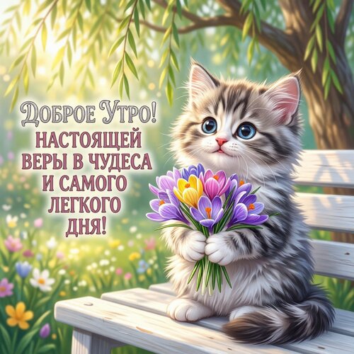 Открытка Доброе утро! Настоящей веры в чудеса и самого легкого дня!