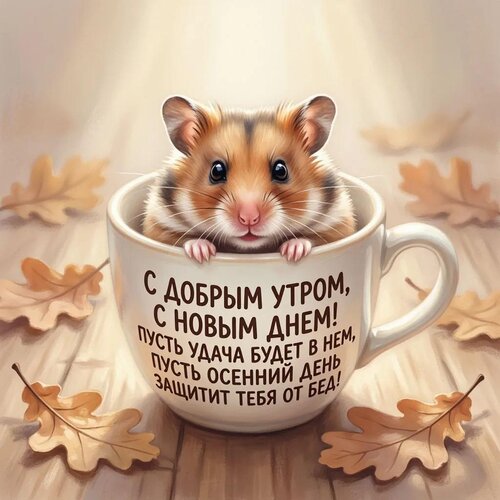Открытка С добрым утром, с новым днем! Пусть удача будет в нем, пусть осенний день защитит тебя от бед!