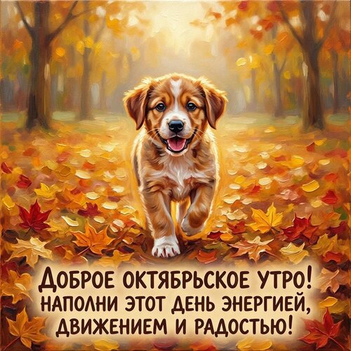 Открытка Доброе октябрьское утро! Наполни этот день энергией, движением и радостью!