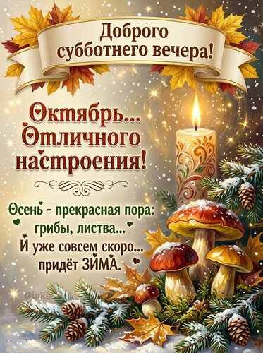 Открытка Доброго субботнего вечера