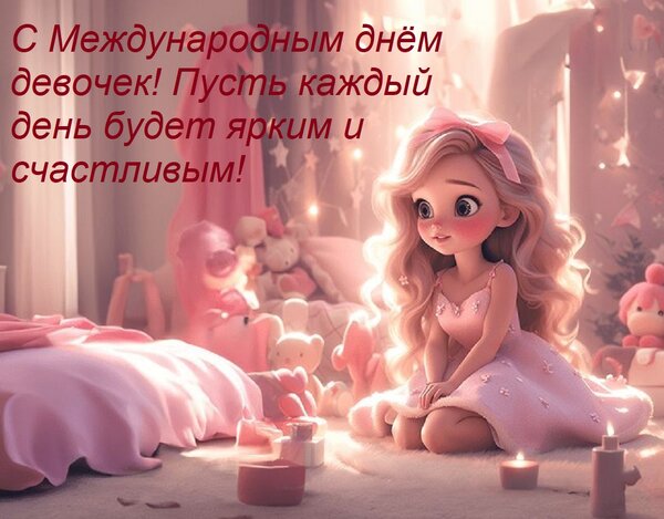 Открытка С Международным днём девочек! Пусть каждый день будет ярким и счастливым!