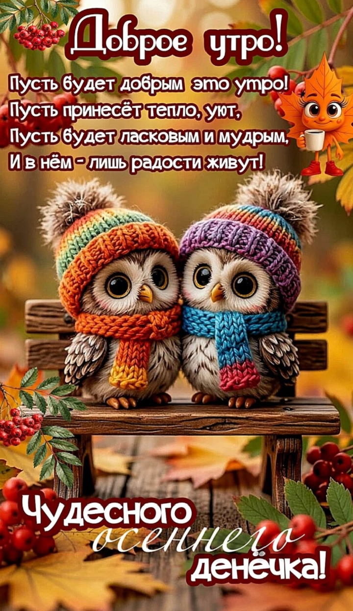 Открытка Доброе утро, чудесного осеннего денёчка