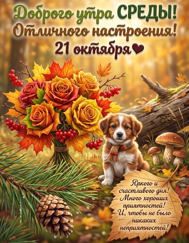 Открытка Доброго утра среды 21 октября