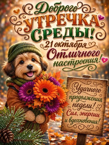 Открытка Доброго утра среды 21 октября