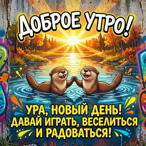 Открытка Доброе утро! Ура, новый день! Давай играть, веселиться и радоваться!