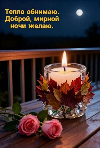Открытка Тепло обнимаю. Доброй, мирной ночи желаю.