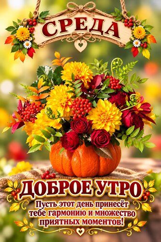 Открытка Среда. Доброе утро