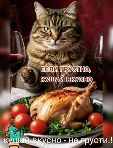 Открытка Кушай вкусно-не грусти