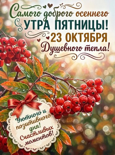 Открытка Утро пятницы 23 октября-осень