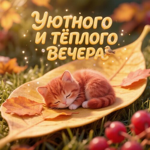 Открытка С уютным осенним вечером!