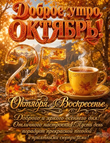Открытка Доброе утро октября воскресенье 25 октября
