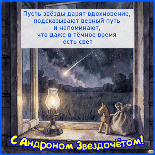Анимированная открытка Андрон звездочет 2