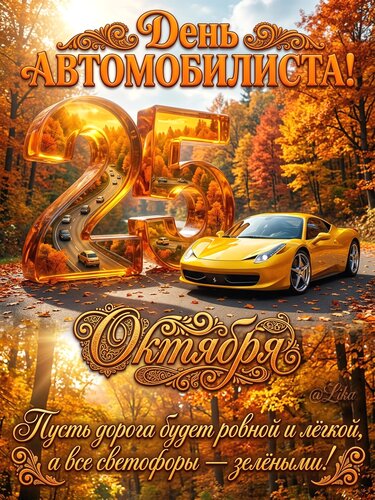 Открытка День автомобилиста 25 октября