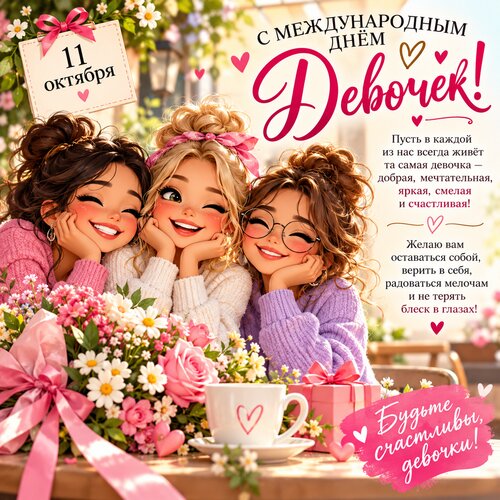 Открытка С международным днём девочек.