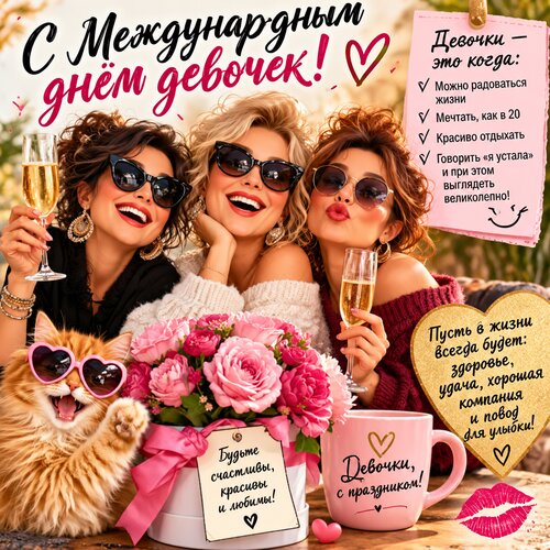 Открытка С международным днем девочек.