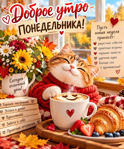 Открытка Доброе утро понедельника.