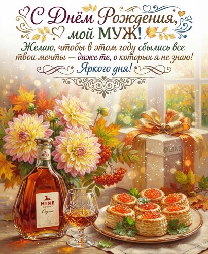 Открытка С Днём Рождения, мой муж