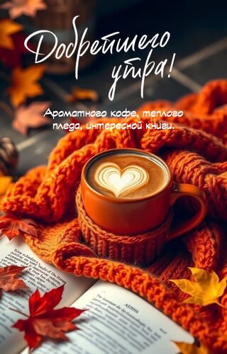 Открытка Ароматного кофе, теплого пледа, интересной книги.