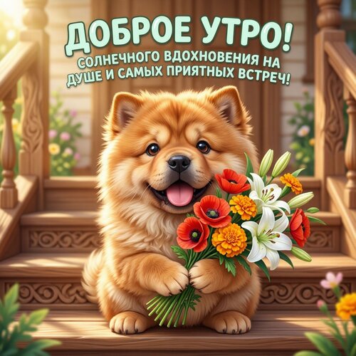 Открытка Доброе утро! Солнечного вдохновения на душе и самых приятных встреч!