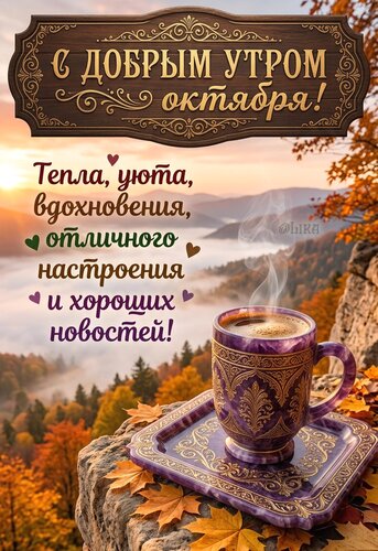 Открытка С добрым утром октября