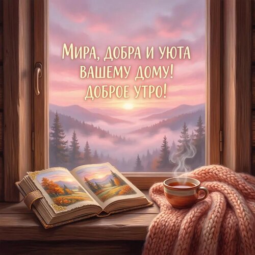 Открытка Мира, добра и уюта вашему дому! Доброе утро!