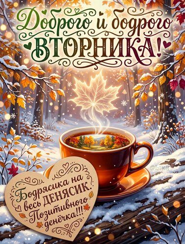 Открытка Доброго и бодрого вторника