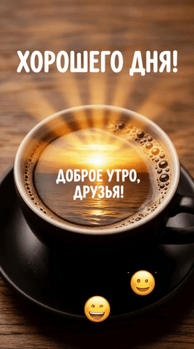Анимированная открытка Доброе утро, друзья! Хорошего дня!