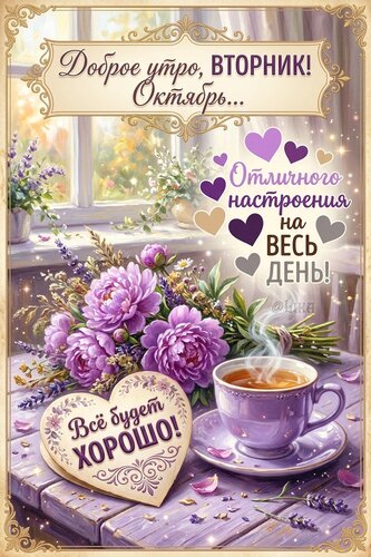 Открытка Доброго утра вторника октября