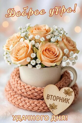 Открытка ДОБРОЕ УТРО! ВТОРНИК. УДАЧНОГО ДНЯ!