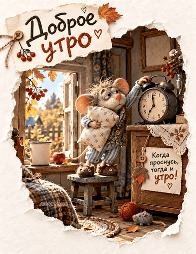Анимированная открытка Когда проснулись, тогда и утро!