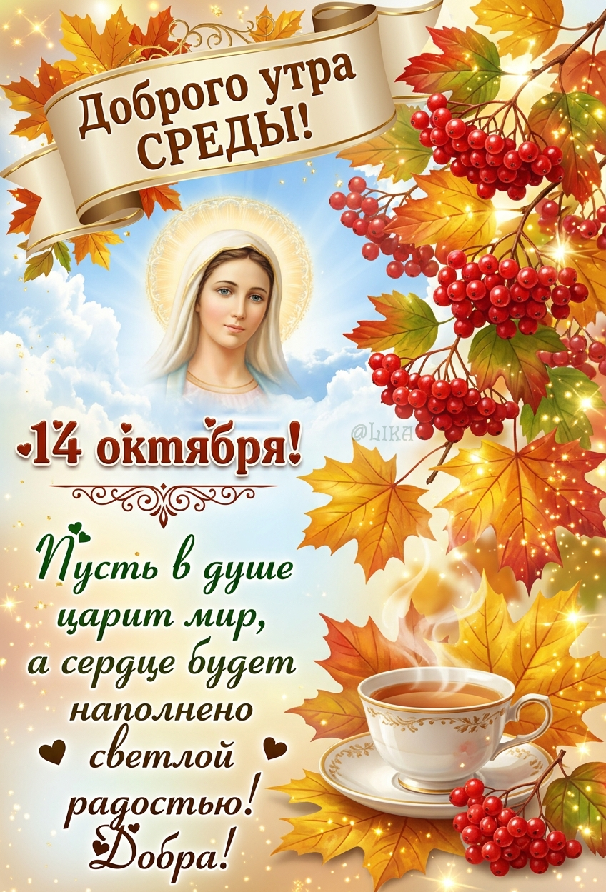 Открытка Доброго утра среды 14 октября