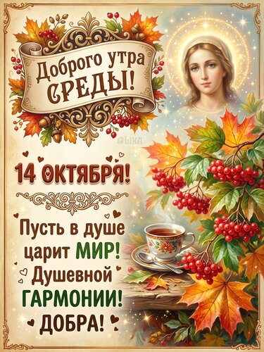 Открытка Доброго утра среды Покрова