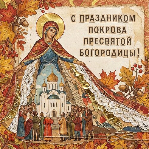 Открытка С Покровом Пресвятой Богородицы