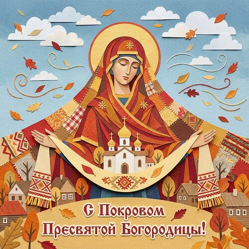 Открытка С покровом пресвятой богородицы