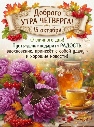 Открытка Доброго утра четверга 15 октября