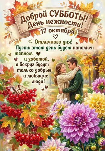 Открытка Доброй субботы. День нежности 17 октября