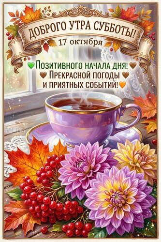 Открытка Доброго утра субботы 17 октября