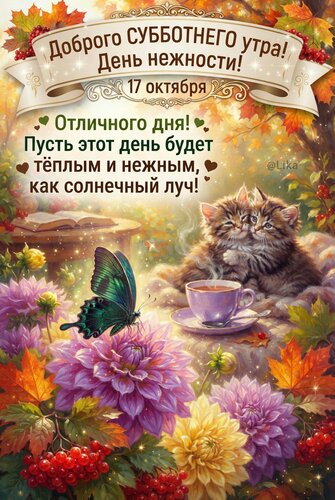 Открытка Доброго субботнего утра. День нежности. 17 октября
