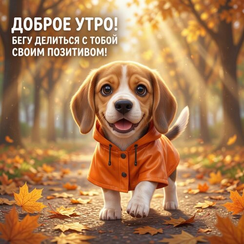 Открытка Доброе утро! Бегу делиться с тобой своим позитивом!
