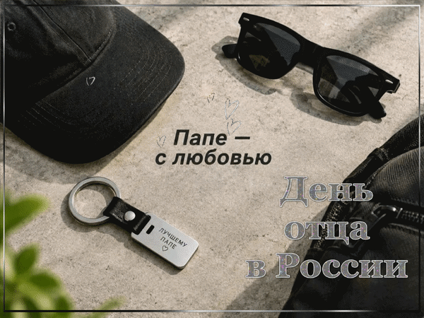 Анимированная открытка День отца в России. Папе - с любовью. Лучшему папе.