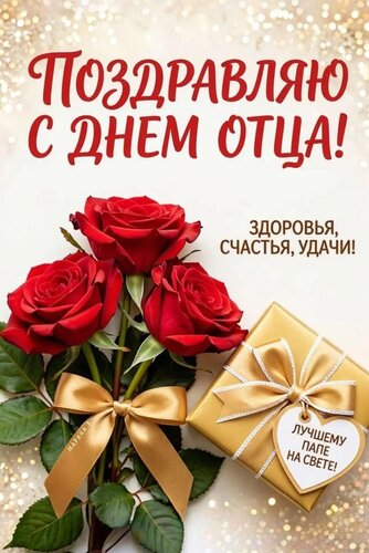 Открытка ПОЗДРАВЛЯЮ С ДНЕМ ОТЦА! ЗДОРОВЬЯ, СЧАСТЬЯ, УДАЧИ! ЛУЧШЕМУ ПАПЕ НА СВЕТЕ!