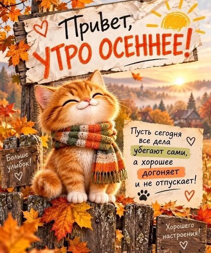 Открытка привет утро осеннее