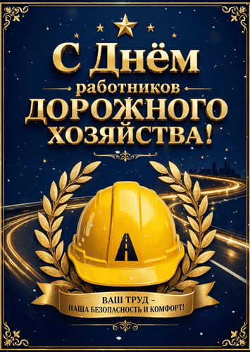 Анимированная открытка С днем работников дорожного хозяйства! Ваш труд - наша безопасность и комфорт!