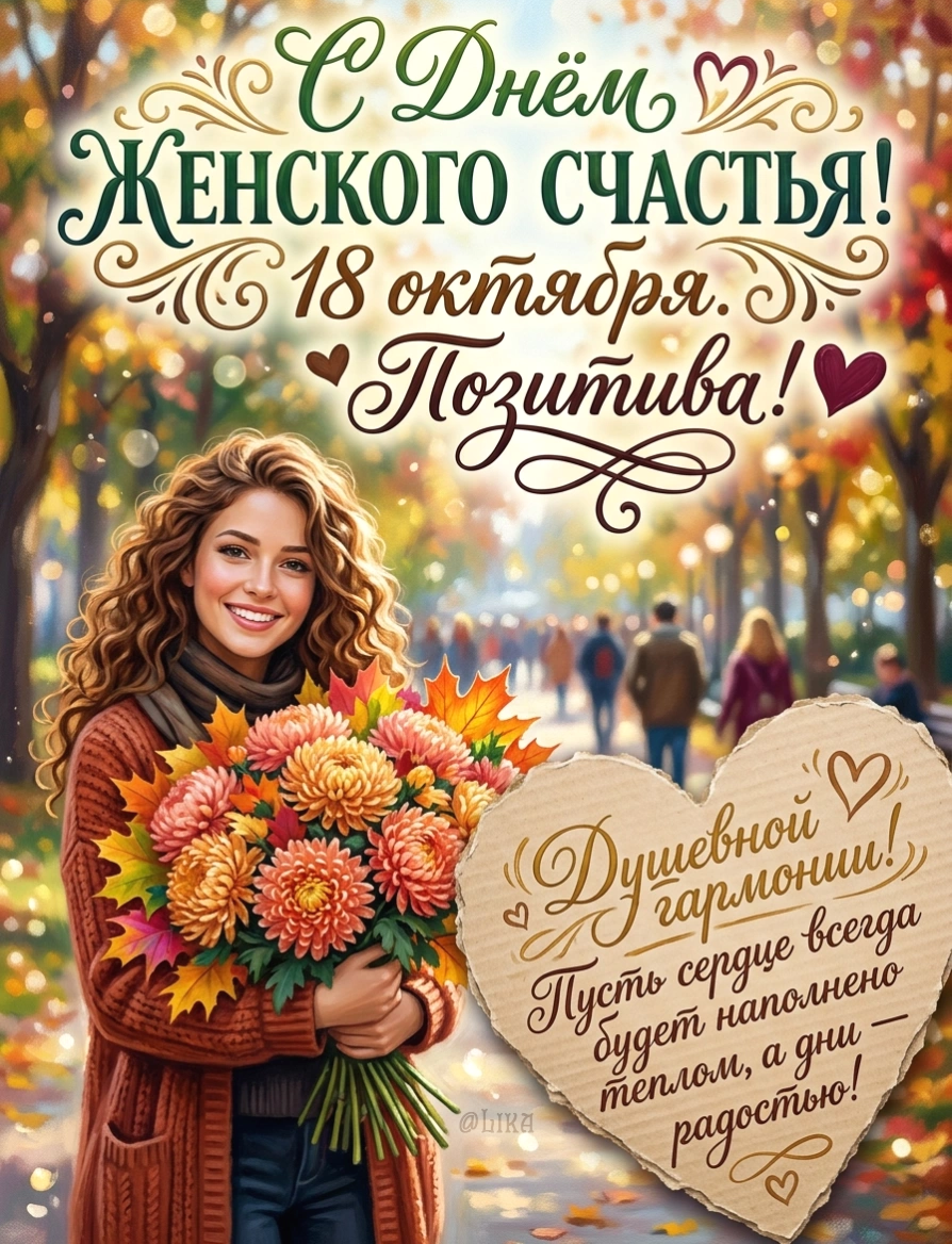 Открытка С Днём Женского счастья 18 октября