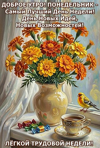Открытка ПОНЕДЕЛЬНИК, ЛЕГКОЙ ТРУДОВОЙ НЕДЕЛИ!