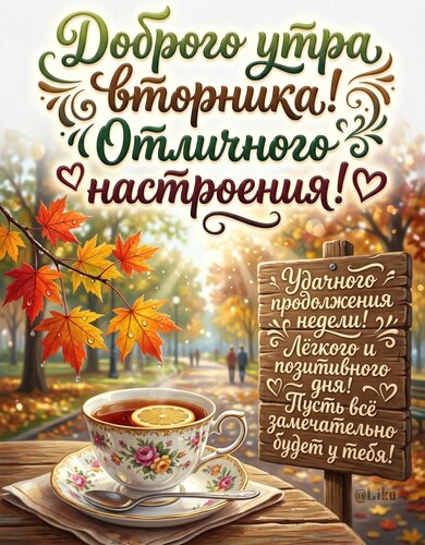 Открытка Доброго утра вторника