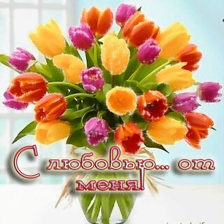 Букеты из разноцветных тюльпанов